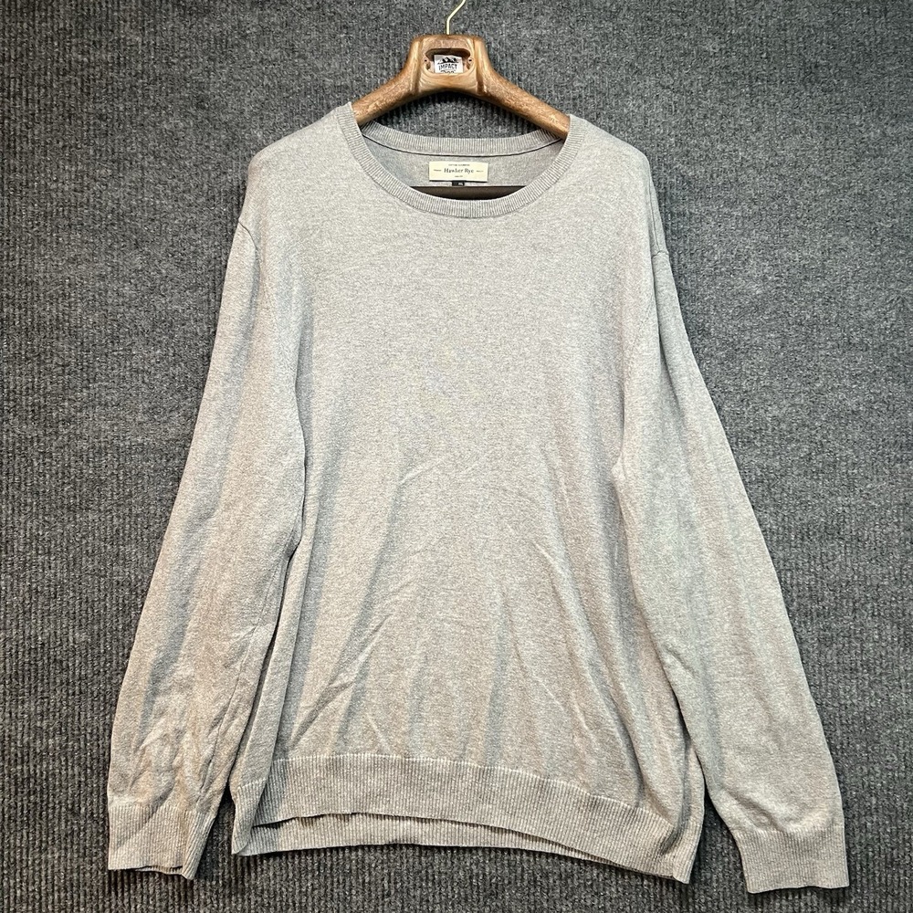 Hawker Rye Cotton Cashmere Sweater Mens 2XL Gray Long Sleeve Round Neck‎